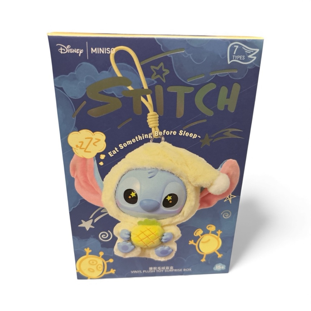 Disney Stitch Plush Keychain - Cream and Pink